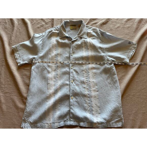 Cubavera Linen Guayabera Shirt Light Blue Men's L - Picture 5 of 8